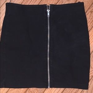 Black pencil skirt with front zipper